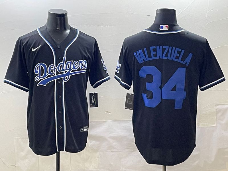 Men 2025 Los Angeles Dodgers #34 Valenzuela Black Three generations Fashion Nike MLB Jersey style 5